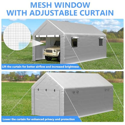 Carport 10x20 FT Enclosed Carport with Roll