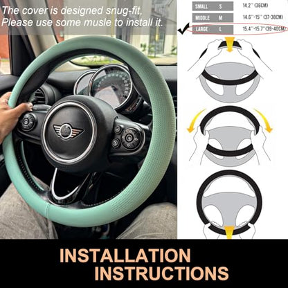 Large Size Nappa Leather Steering Wheel Cover 15.75In