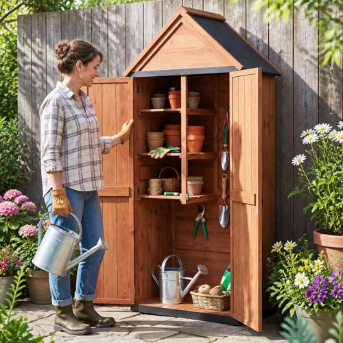 Solid Wood Outdoor Cabinet 2.3'x1.3' with Asphalt Roof & Floor