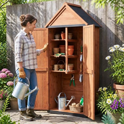 Solid Wood Outdoor Cabinet 2.3'x1.3' with Asphalt Roof & Floor