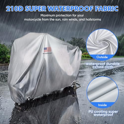 Motorcycle Cover Waterproof Outdoor All Weather Protection Silver