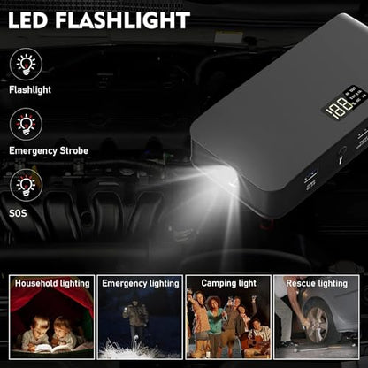 4000A 12V Car Battery Jump Starter 16000mAh for Car Boat Lawnmower
