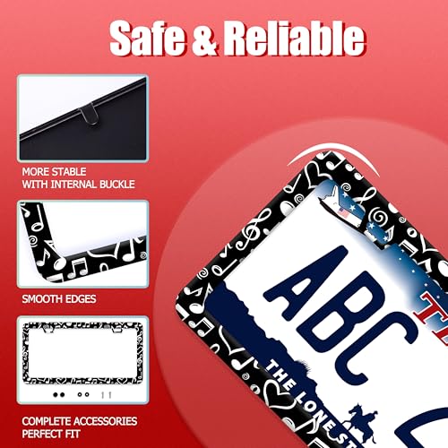 Music Note Stainless Steel License Plate Frame for US Cars Decor