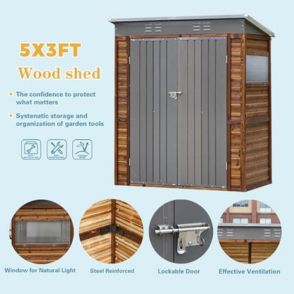 5x3 FT Outdoor Lean to Shed with Windows