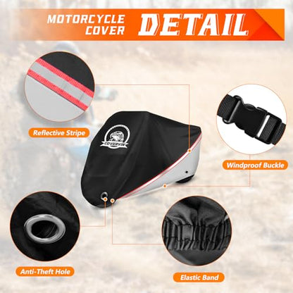 Motorcycle Cover Waterproof for Cruisers Bikes 96" Silver