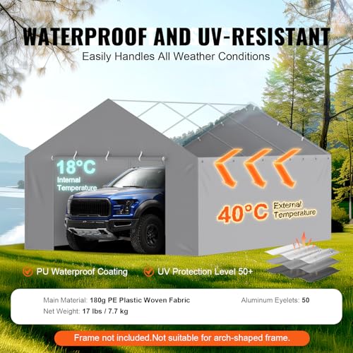 Carport Replacement Canopy Cover Side Wall 13 x 20 ft