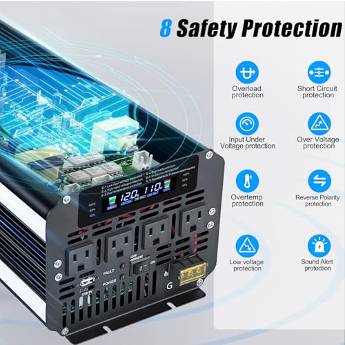5000 Watt Power Inverter 12V to 110V 120V with 4 AC Outlets