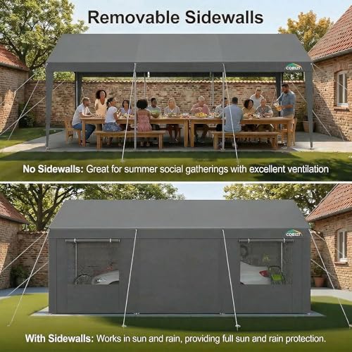 10x20 FT Heavy Duty Carport with Galvanized Frame
