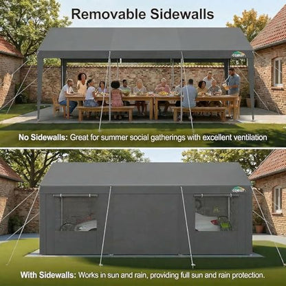 10x20 FT Heavy Duty Carport with Galvanized Frame