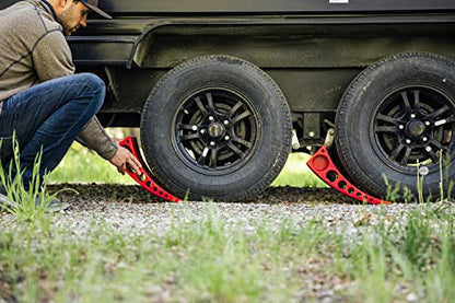 2 Pack Camper Leveler Blocks with Rubber Mats for RVs and Trailers Up to 30000 lbs Made in USA