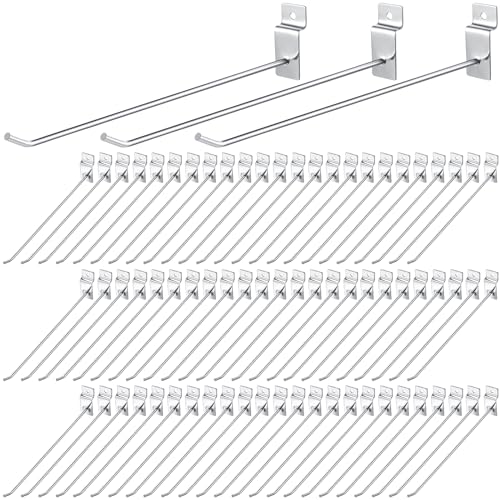 100 Pack Slatwall Hooks Silver Heavy Duty Slat Wall Hooks Metal Slatwall Accessories for Hanging Garage Retail Home Shop Display