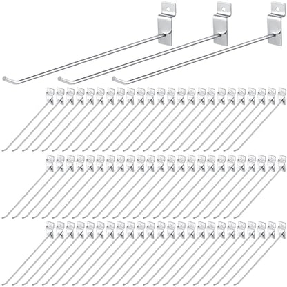 100 Pack Slatwall Hooks Silver Heavy Duty Slat Wall Hooks Metal Slatwall Accessories for Hanging Garage Retail Home Shop Display