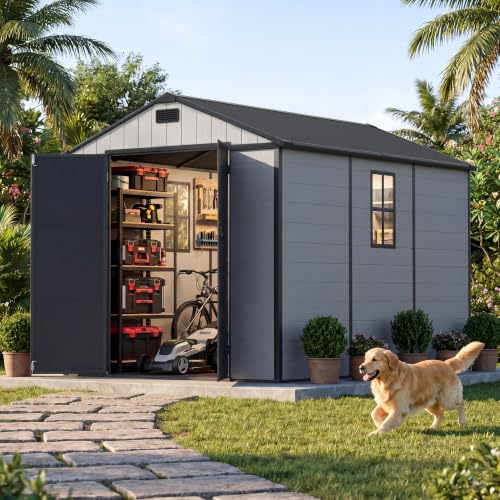 8x10 FT Resin Outdoor Storage Shed with Floor