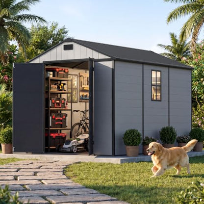 8x10 FT Resin Outdoor Storage Shed with Floor