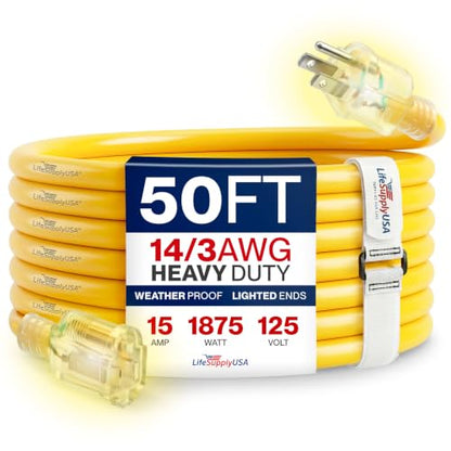 50ft Outdoor Indoor Extension Cord 14