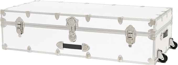 Rhino Trunk & Case Trundle Home Storage & College Trunk With Wheels - 44”x20”x12” - 1500+ lbs Capacity. USA Made Secure Under-Dorm Bed Footlocker for Clothes and Food, and Underbed Shoe Storage Box