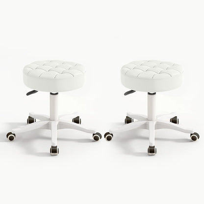 Small Chair Round Rolling Stool with Wheels PU Leather Height Adjustable Swivel Drafting Work SPA Salon Stools Home Office Chair