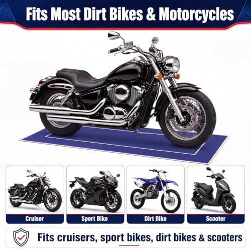 Motorcycle Mat Garage Floor Rug Washable Parking Mats for Garage Floors Non Slip Oil Absorbent Pad Rubber Backing Layer Protects Floor