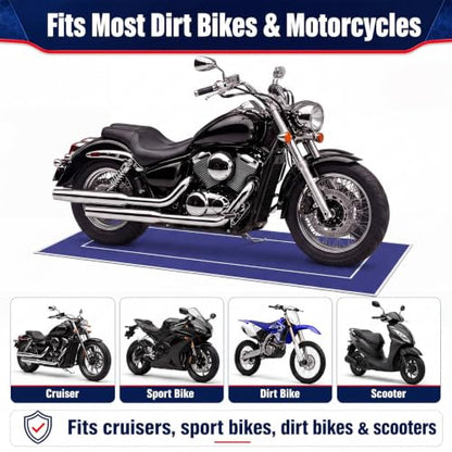 Motorcycle Mat Garage Floor Rug Washable Parking Mats for Garage Floors Non Slip Oil Absorbent Pad Rubber Backing Layer Protects Floor