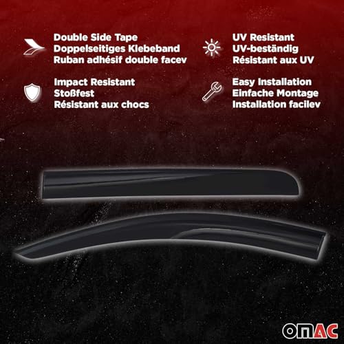 Window Visor Vent Rain Guard Deflector for Mercedes Metris 2016 (2 Count)