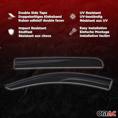 Window Visor Vent Rain Guard Deflector for Mercedes Metris 2016 (2 Count)