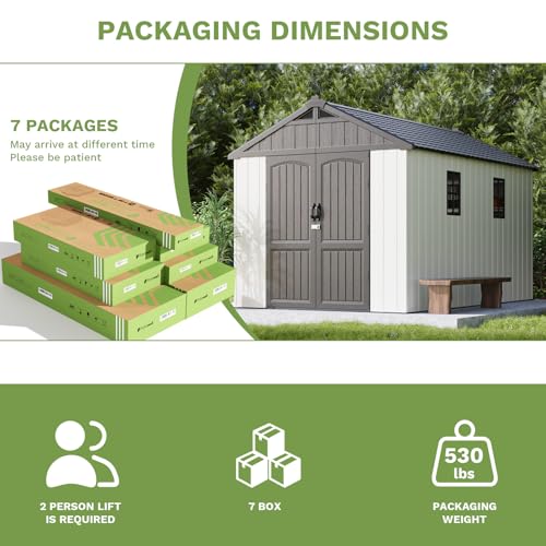 8x12 FT Resin Outdoor Storage Shed with Floor