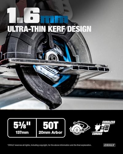 5-3/8 Inch 24T Wood Framing & 30T Metal & 50T Aluminum Cutting Circular Saw Blade, 20mm Arbor, Carbide Tipped, Thin Kerf, Black Ice™, for Wood, Aluminum, Metal, 3-Pack(C054243050-3D)