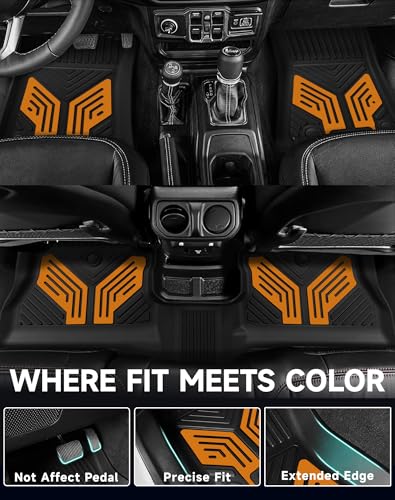 Premium Color TPE Floor Mats for Jeep Wrangler JL 2018