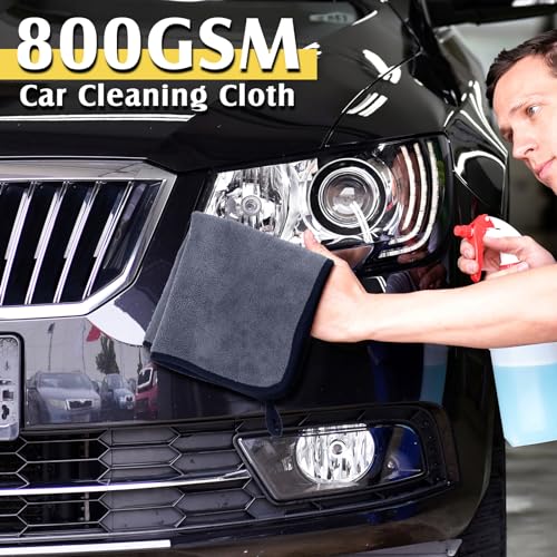 20 Pcs Microfiber Car Drying Towels Microfiber Cleaning Cloth 800 GSM Thick Plush Cleaning Dusting Cloth Auto Detailing Absorbent Towels Rags for Car Household Kitchen Window (20 Count)