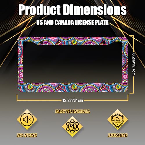 Purple Mandala License Plate Frame Stainless Steel Boho License Holder