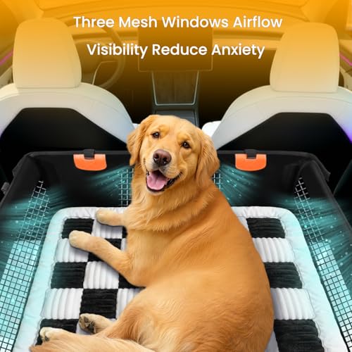 Large Dog Car Seat Cover with Checkered Dog Bed Mat for Back Seat Half
