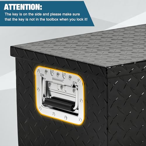 Large Tool Box Truck Bed Toolboxes Aluminum Heavy Duty Waterproof Free Assemble Tool Organizer Chest Cabinet Toolbox with Side Handles for Pick Up Trucks RV Trailer