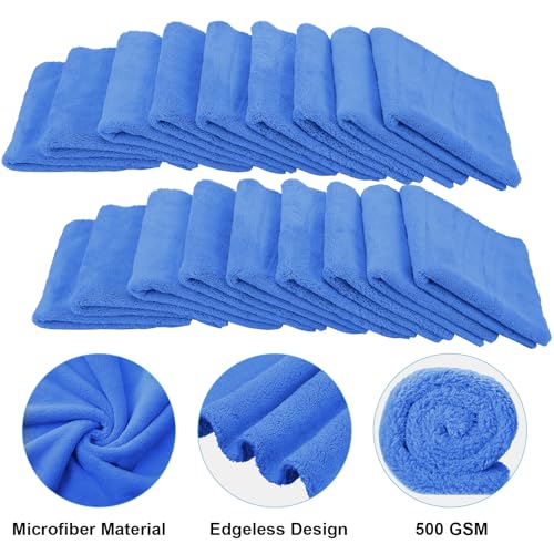 30 Pcs 16 x 24 Inch Edgeless Microfiber Plush Towels for Cars Detailing Drying Wash Polishing Absorbent Cleaning Cloths (30 Count)