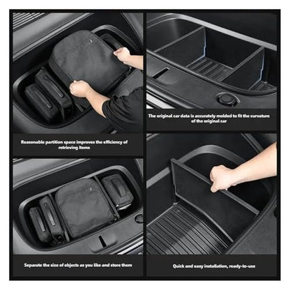 Compatible For Tesla Model Y Juniper 2025 Launch 2026 Front Trunk Mat Partition Board TPE Frunk Protector Cushion Organizer Storage Box