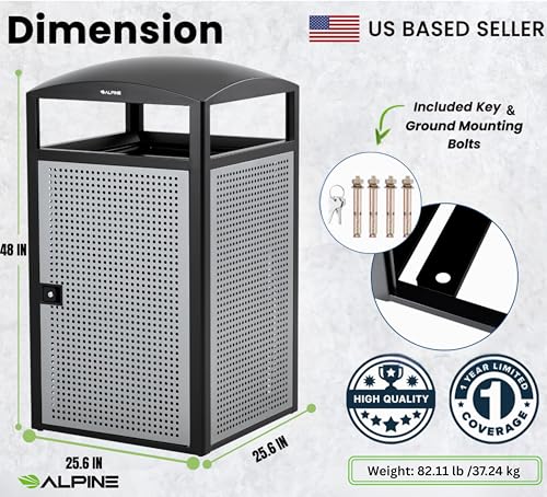 Outdoor Commercial Trash Can with Lid
