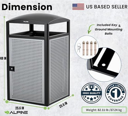Outdoor Commercial Trash Can with Lid