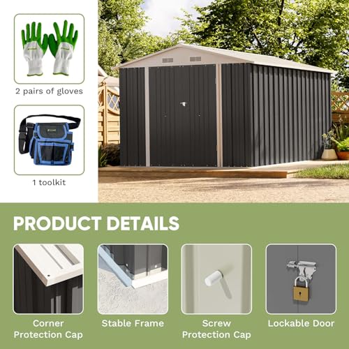 8 x 12 FT Metal Storage Shed for Outdoor