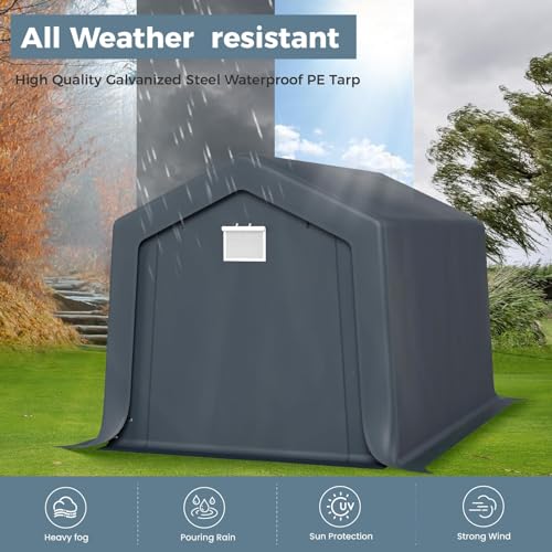 8x12 ft Storage Shelter Shed Portable Outdoor Carport Garage