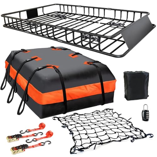 Roof Rack Carrier Basket Universal Rooftop 65" X 39" X 6" Large Size Roof Rack + Waterproof Bag 20 Cubic Feet