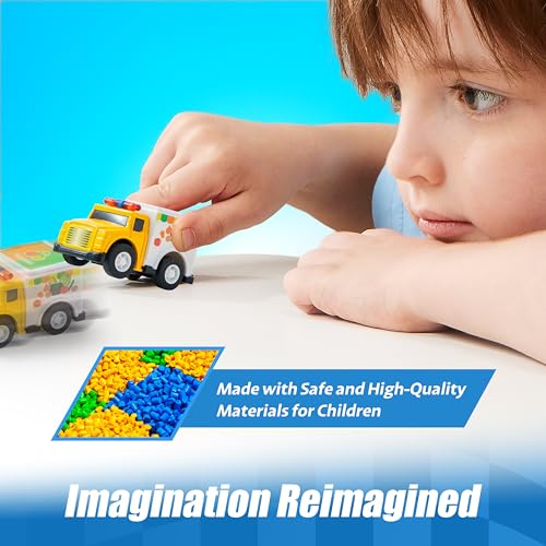 18 Pcs Pull Back City Cars and Trucks Toy Vehicles Set (18 Count)