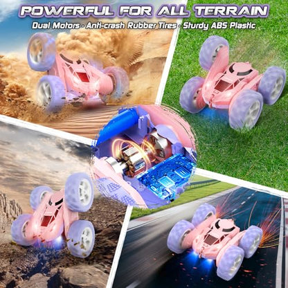 Pink Purple RC Stunt Car for Kids