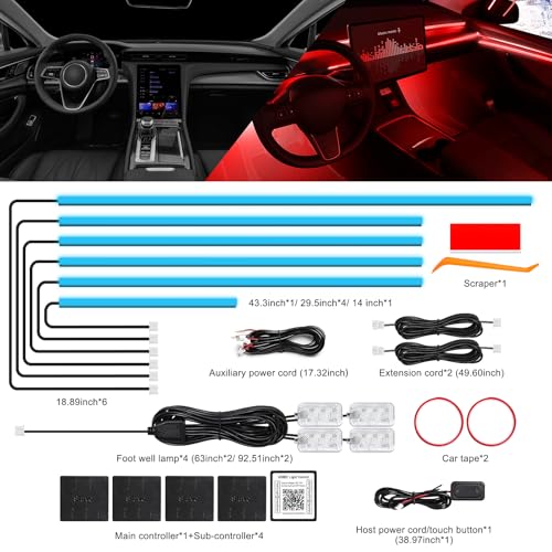 Acrylic Interior Car LED Strip Light with Wireless APP