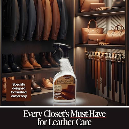 3-in-1 Leather Cleaner & Conditioner (22 oz) - Restores Natural Oils, Removes Stains and Hides Scuffs (22 Fl Oz)