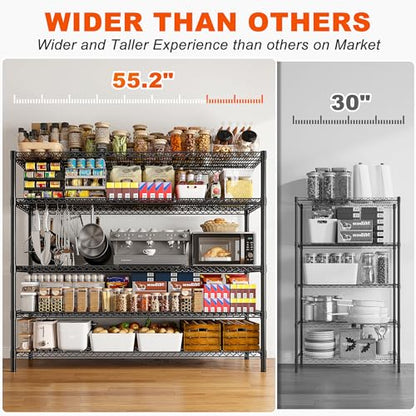 85.7"H 5 Tier Garage Shelving with Wheels&Feet