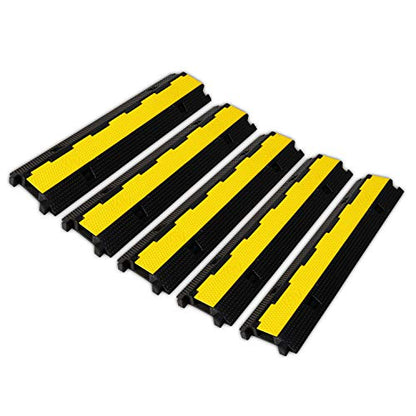 5 Pack Rubber Cable Ramp Hose Cable Protector Ramp 1 Channel 22000Lbs Load Capacity Traffic Speed Bump Wires Power Lines Extension Cord Cover for Indoor Outdoor (3 Count)