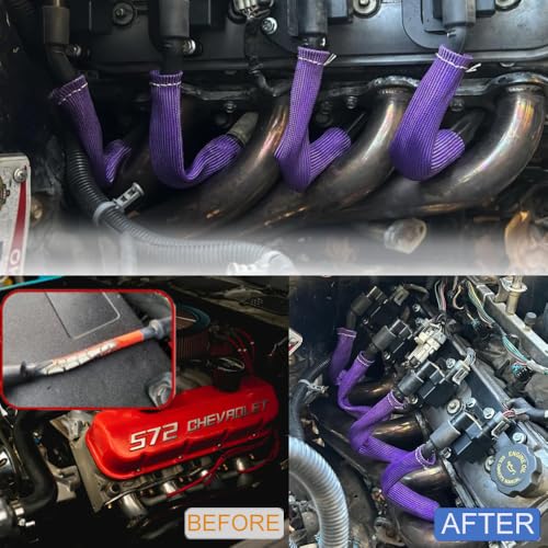Spark Plug Wire Boots Protection 8 PCS Spark Plug Wire Heat Shield 6 Inches 2500° Heat Sleeve Cover Wrap for LS1