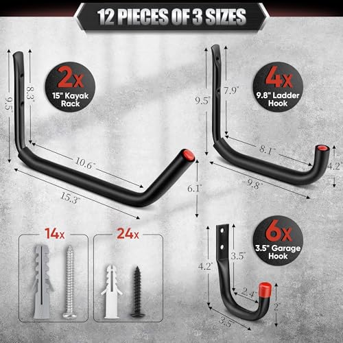 12 Pack Heavy Duty Garage Hooks