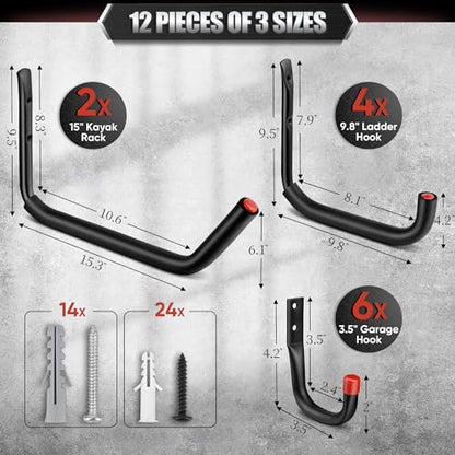 12 Pack Heavy Duty Garage Hooks