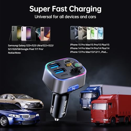 Bluetooth 5.4 FM Transmitter Car Adapter 48W