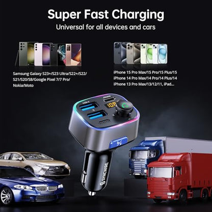 Bluetooth 5.4 FM Transmitter Car Adapter 48W